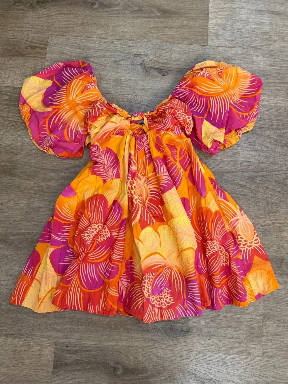 FARM Rio Pink & Orange Summer Garden Mini Dress